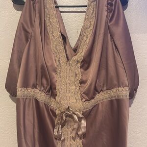 Lane Bryant Satin Robe with Lace Trim